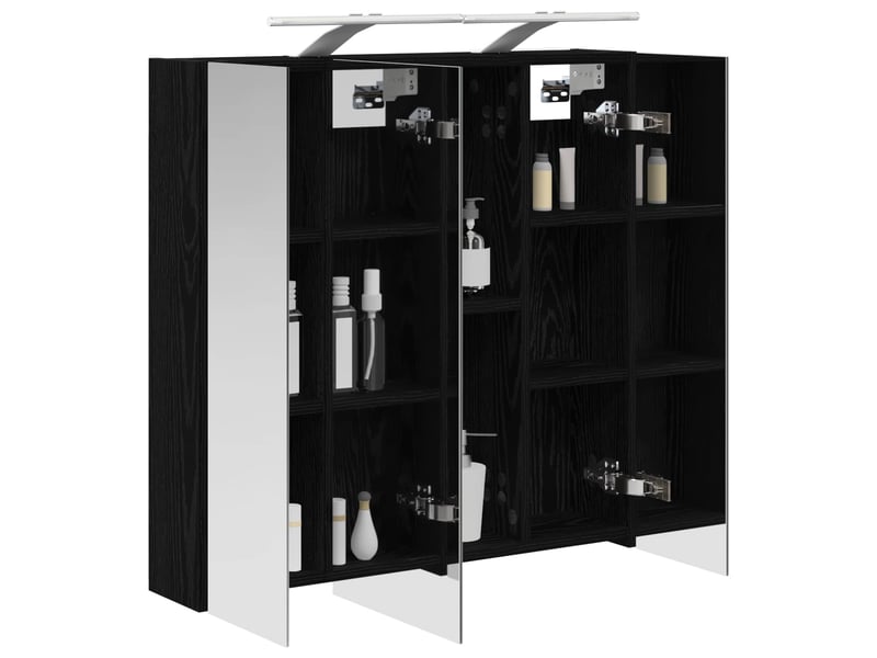  Amoire de salle de bain, meuble de salle de bain avec miroir chêne noir shl5250  - Conforama C