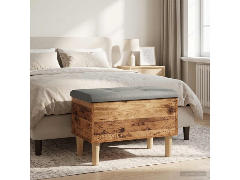 Banc chambre, banc de rangement avec coussin bois de chêne 62x42x46 cm  - Conforama B