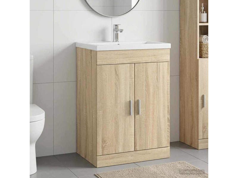  Meuble sous lavabo de salle de bain, commode chêne sonoma shl4575  - Conforama B