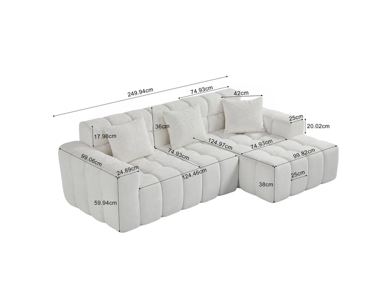 Canapé modulable d’angle en velours texturé blanc evryae - Conforama D