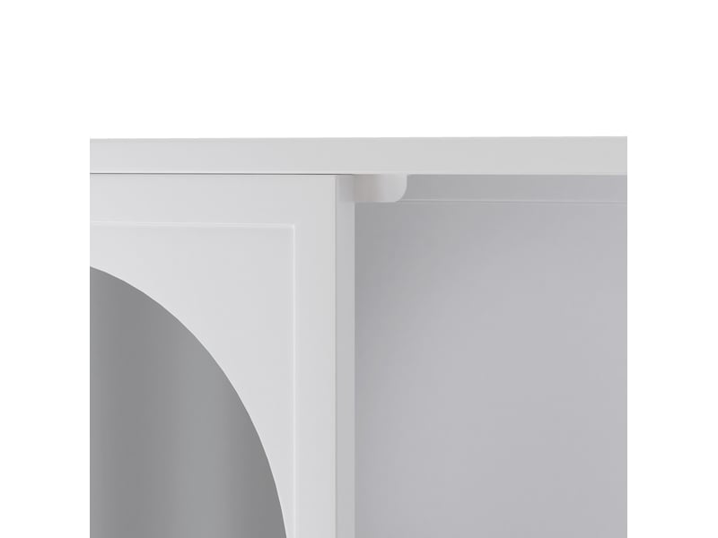  Armoire murale à 4 portes avec étagères en verre gris et métal pour cuisine et salon 120 × 23 × 70 cm  - Conforama E