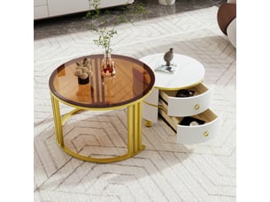 Table basse rond(e) coloris bicolore ATELIER CONFORTIEL - 70 cmx70 cm