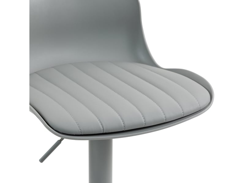  Tabouret de bar pivotant avec dossier ergonomique, vérin à gaz et assise rembourrée, en métal et tissu, gris  - Conforama E