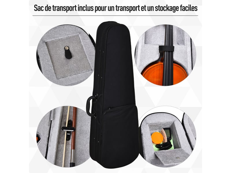  Violon 44 pleine grandeur avec étui, accordeur, épaulière, archet, colophane, cordes rechange et chiffon  - Conforama W