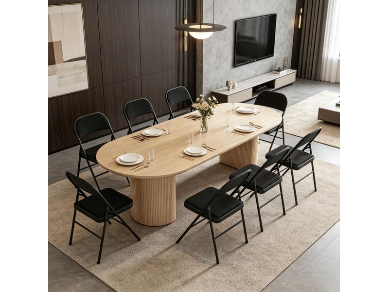  Lot de 6 chaises pliantes rembourrées noires evryae  - Conforama C