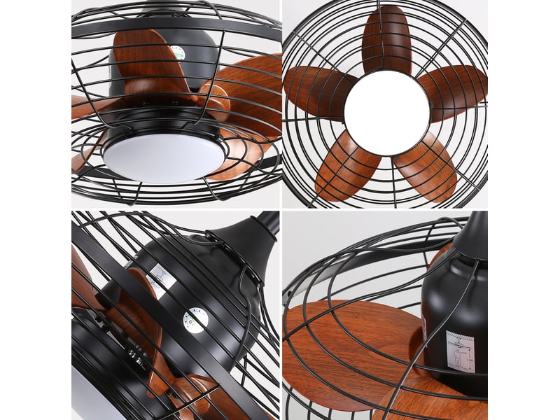  Ventilateur de plafond 51 cm avec télécommande, moteur dc silencieux, led 18 w, noir  - Conforama D