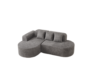 Canapé d’angle gauche 3 places en chenille gris anthracite, 222 x 157 x 73 cm