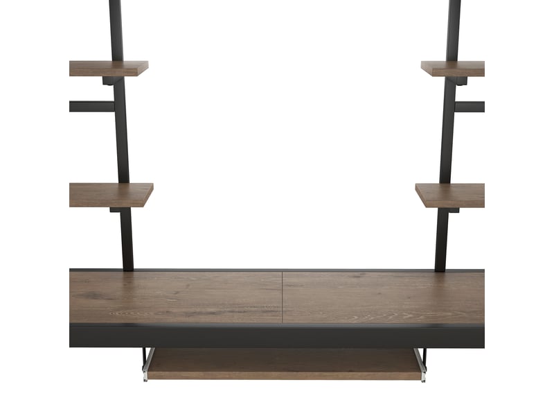 Lit mezzanine avec bureau intégré et deux bibliothèques, métal noir, couchage 140x200 cm - Conforama W