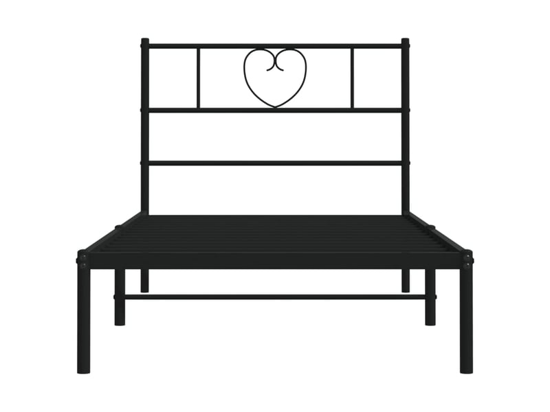  Lit simple- lit adulte -  cadre de lit métal sans matelas avec tête de lit noir 80x200 cm  - Conforama D