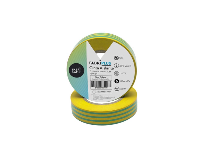  Ruban isolant pvc fabrilamp aislante 19 mm x 10 m vertjaune 190211087 - Conforama A