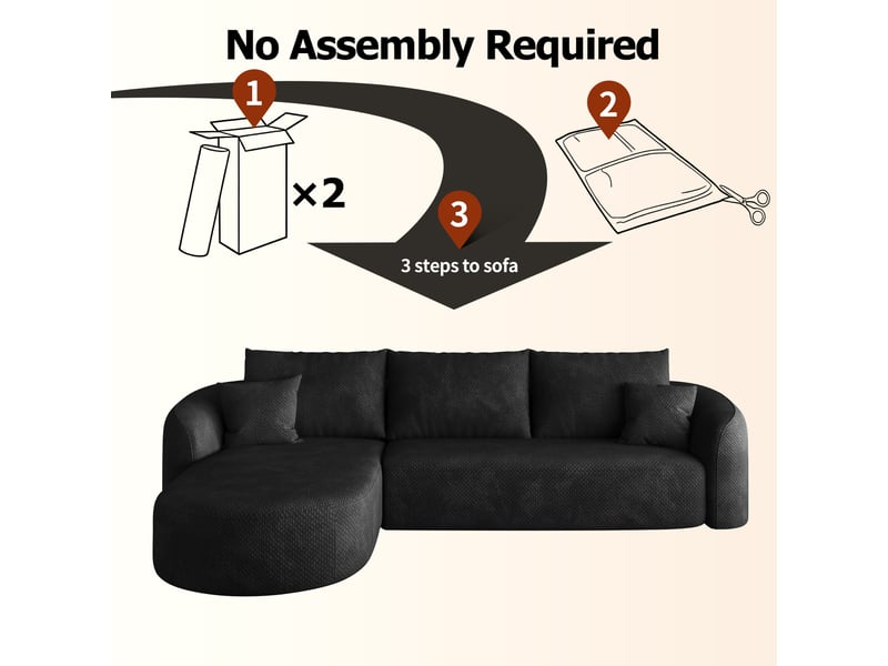  Canapé d'angle modulable 4 places 266 cm - canapé en tissu - structure sans cadre - design moderne pour salon - noir  - Conforama D