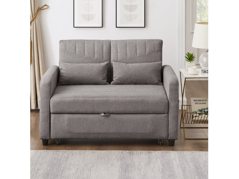  Canapé-lit convertible modenvie 2 places gris 114 x 77 x 82,5 cm dossier réglable 3 positions  - Conforama E
