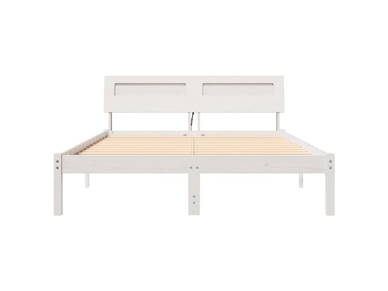  Lit double- lit adulte -  cadre de lit avec tête de lit blanc 120 x 190 cm pin massif  - Conforama D