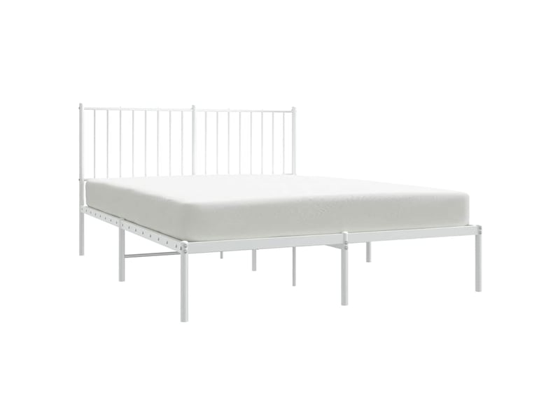  Lit double- lit adulte -  cadre de lit métal sans matelas et tête de lit blanc 135x190 cm  - Conforama D