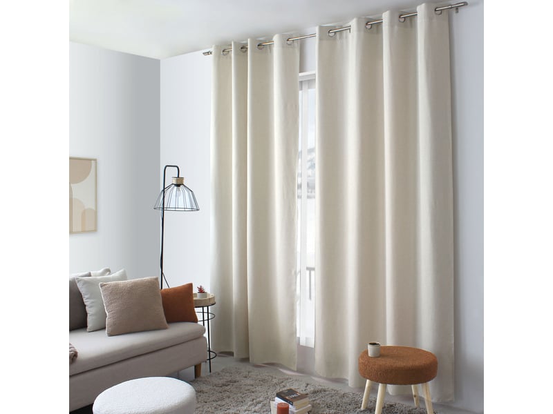  Rideaux thermique à œillets, ecru, 140x240 cm, lot de 2, velours chenillé tramé, collection blizzard, cmadeco - beige LOT2-H2058ECR140240 - Conforama A