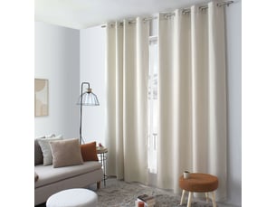 Rideaux thermique à œillets, ecru, 140x240 cm, lot de 2, velours chenillé tramé, collection blizzard, cmadeco - beige
