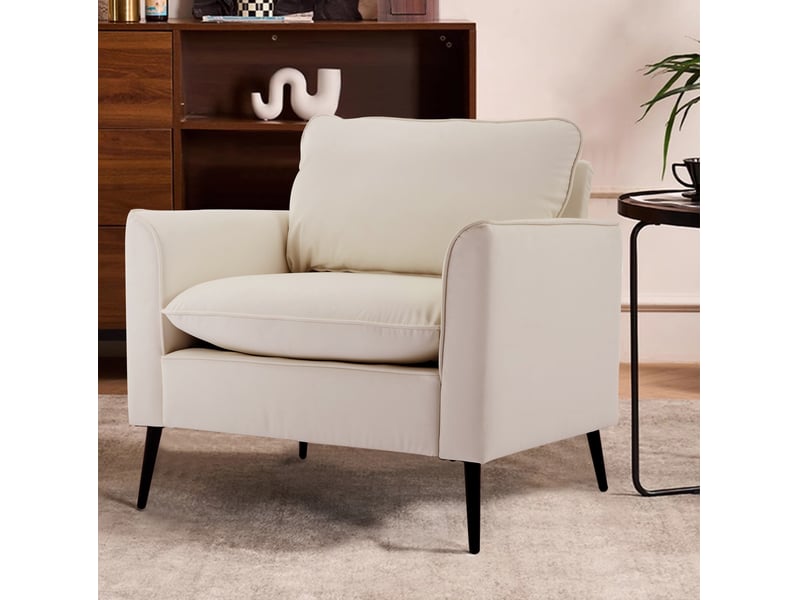  Fauteuil tcqpz 1 place en simili blanc 80 x 68 x 80 cm pour salon chambre balcon ou bureau  - Conforama D