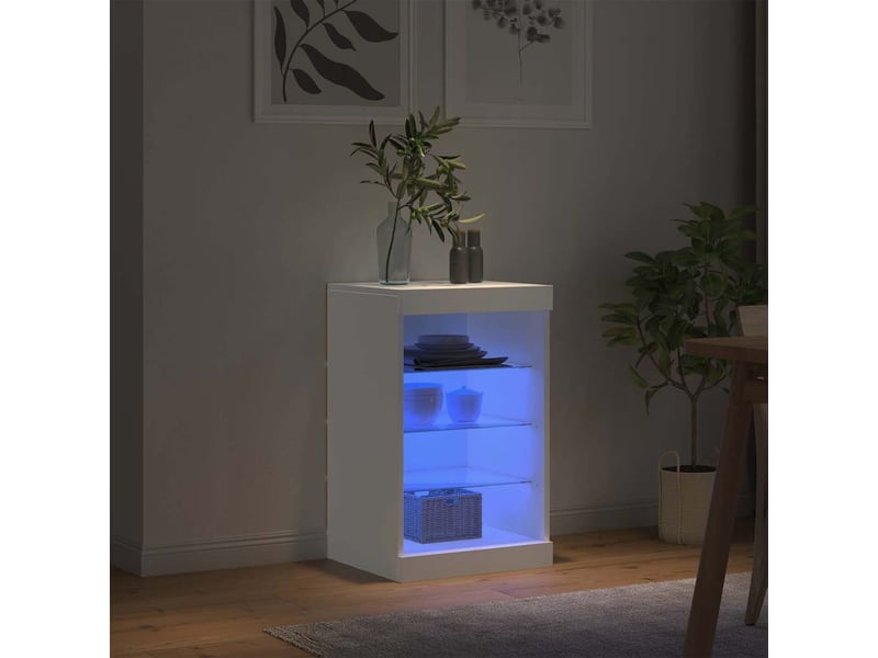  Buffet - bahut - meuble de rangement avec lumières led blanc 41x37x67 cm  - Conforama D