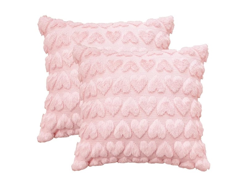  Housse de coussin décorative carrée 45 x 45 cm rose  - Conforama A