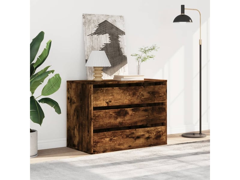  Commode chambre adulte, commode d'angle chêne fumé 80x41x58 cm bois d'ingénierie  - Conforama C