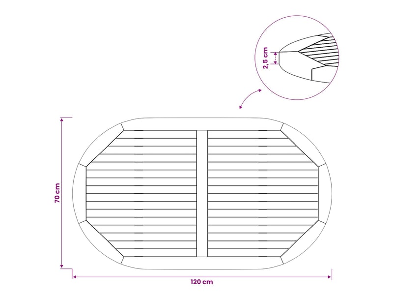  Vidaxl plateau de table ovale bois de teck massif naturel  - Conforama C