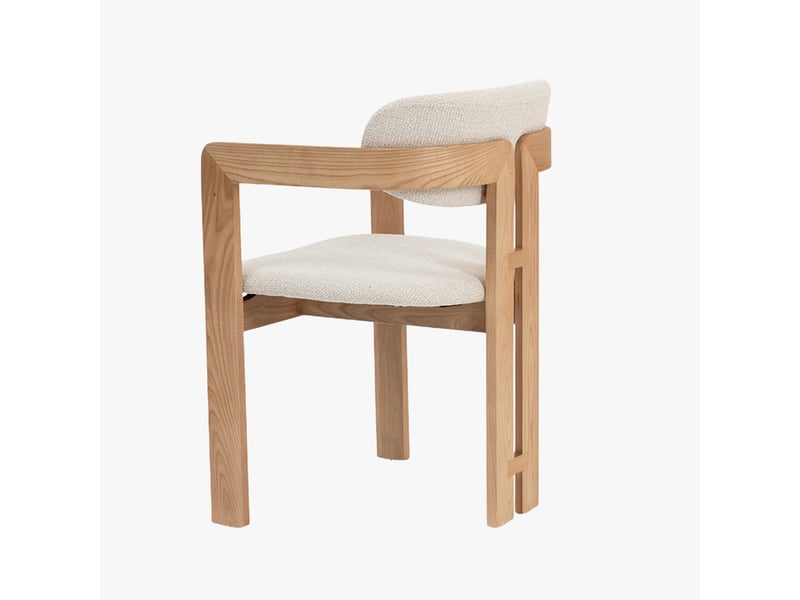 Lot de 2 chaises de repas en tissu beige pieds en chêne massif clair - Conforama E