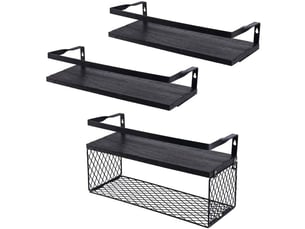 Étagère de douche flottante, panier rangement fil métallique. Pour salle de bains au-dessus toilettes, avec garde-corps. Pratique, durable et gain de place.