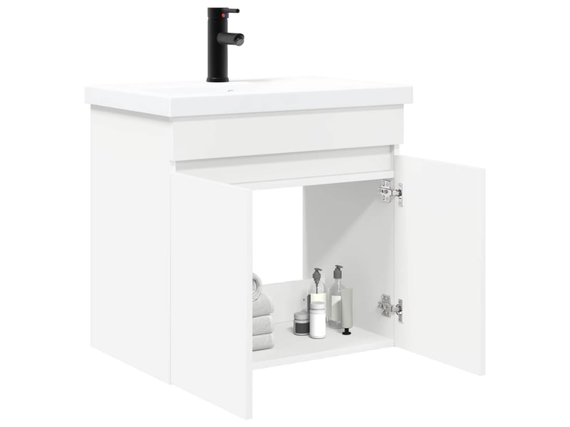 Meuble de rangement salle de bain avec robinet blanc 61x40x74.5 cm - Conforama C