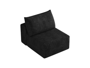 Fauteuil 1 place noir en velours côtelé, canapé modulable pour salon, design minimaliste sans montage, 70x95x83 cm