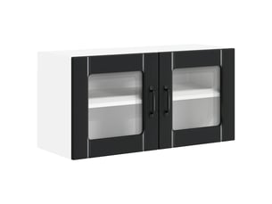 Meuble mural de cuisine, cabinet en verre mural noir 80x31x40cm