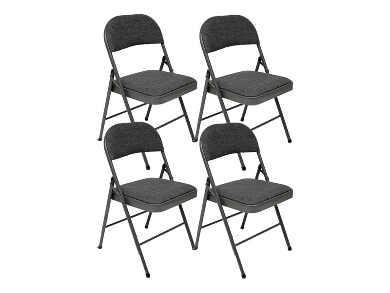 Lot de 4 chaises pliante avec structure en métal, assise et dossier coloris gris - longueur 46,5 x profondeur 46,5 x hauteur 79,5 cm  - Conforama B