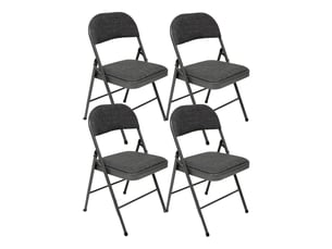 Lot de 4 chaises pliante avec structure en métal, assise et dossier coloris gris - longueur 46,5 x profondeur 46,5 x hauteur 79,5 cm