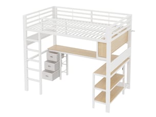 Lit mezzanine 140x200 cm BGSRYAO coloris blanc