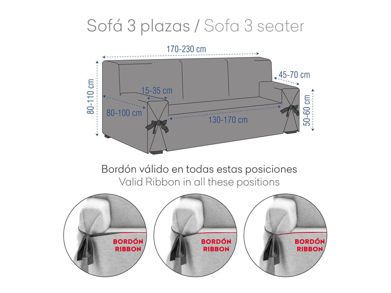 Housse de canapé sky, 3 places, universelle, c00  - Conforama D