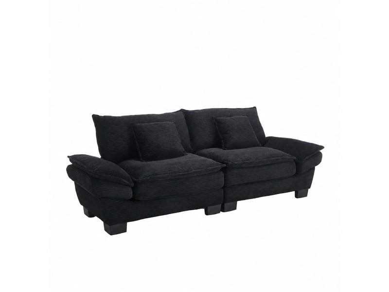 Canapé 2 places en velours noir, assise profonde 56 cm, canapé moderne pour salon - Conforama A