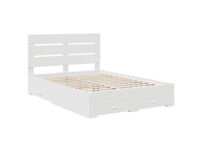  Lit double- lit adulte -  cadre de lit avec tiroir blanc 160 x 200 cm bois d'ingénierie  - Conforama C
