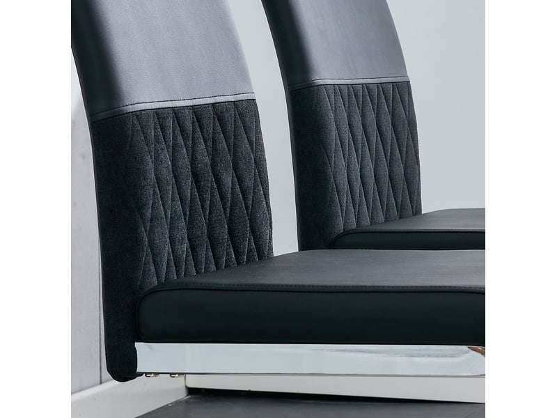  Lot de 6 chaises de salle à manger modernes 42x45 cm dossier haut polyuréthane métal noir  - Conforama D