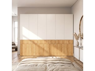 Armoire,270x50x200 cm,12 portes avec 3 tiroirs,mdf,coloris chêne clair et gris