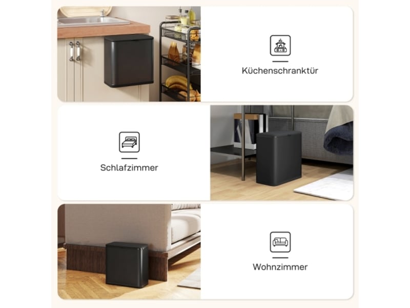 Poubelle noire 8 l en inox, à poser ou à suspendre, compacte et pratique - Conforama E