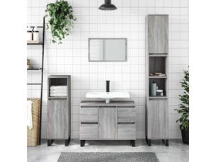 Meuble salle de bain rangement, commode sonoma gris 80x33x60 cm bois d'ingénierie shl1378