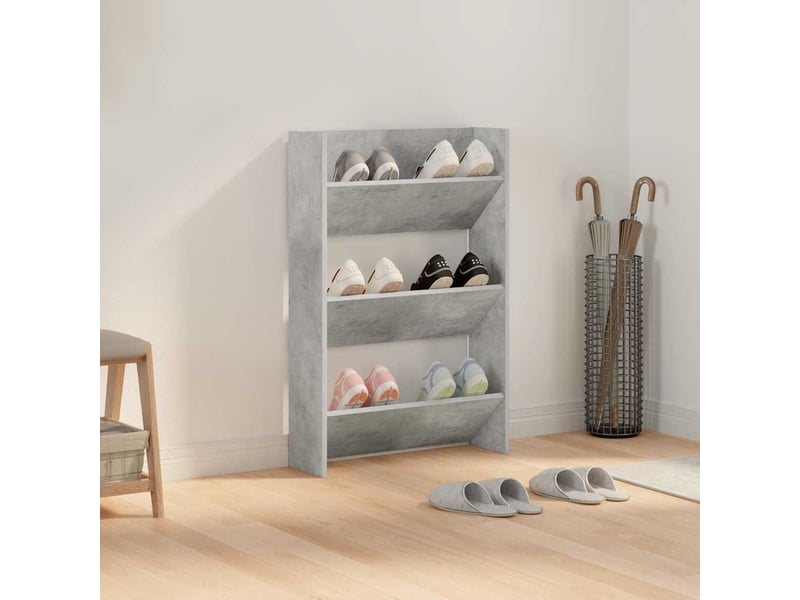  Meuble à chaussure, armoire à chaussures murale gris béton 60x18x90 cm aggloméré  - Conforama C