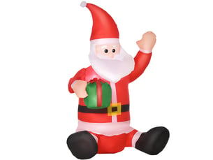 Père noël gonflable de 1,2 m avec cadeau, décoration de noël illuminée, gonfleur pour intérieur et extérieur