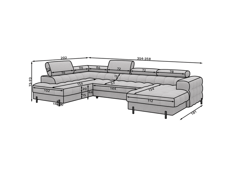  Canapé panoramique convertible gris clair angle gauche feraria 358x93x202cm  - Conforama D