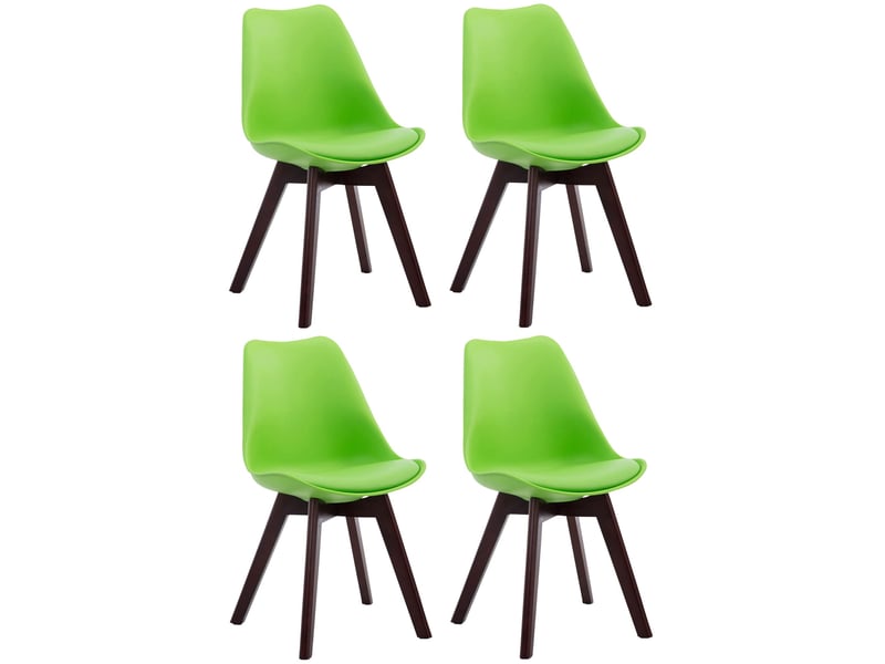  Lot de 4 chaises de salle à manger en similicuir et plastique vert et bois marron foncé style scandinave 10_0008813  - Conforama A