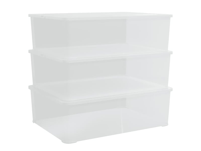  Boîtes de rangement en plastique 3 pcs 25 l empilables  - Conforama A