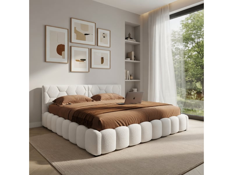 Lit d'enfant 90 × 200 cm, avec bande lumineuse led, port usb type-c, revêtement imitation feutre, rose - Conforama D