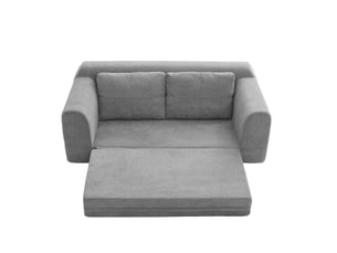 Canapé 2 places, transformable en lit, avec coussins, en tissu, coloris gris foncé, l178 x p96 x h61,5 cm, pour salon