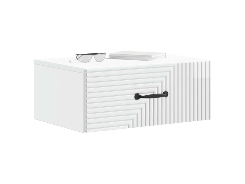  Table de chevet - cabinet de chevet - table de nuit mural 2 pièces blanc brillant  - Conforama B