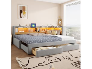 Lit extensible 90x200 cm <strong>MAISENTIEL</strong> <strong></strong> coloris gris