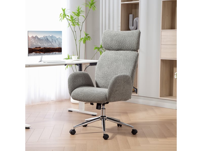  Chaise de bureau ergonomique avec appui-tête réglable, fonction inclinable, hauteur réglable, gris foncé  - Conforama C